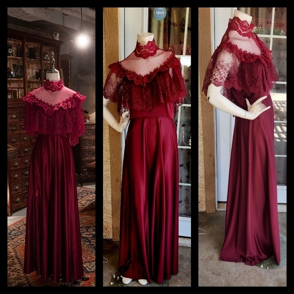 60s VINTAGE  ROMANTIC DRESS‎ - Picture 1 of 3